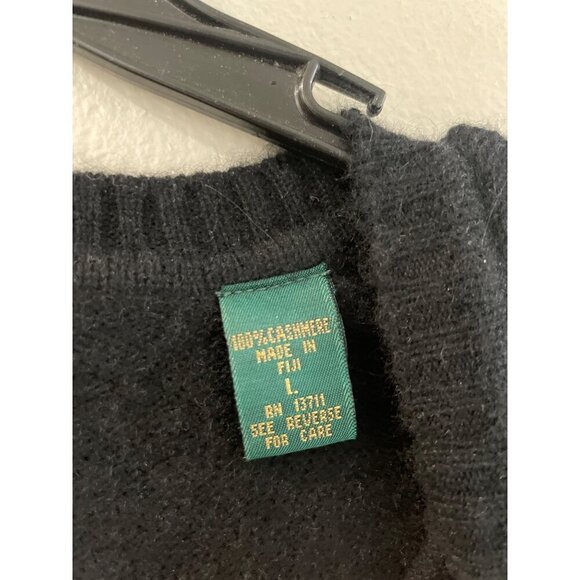 Embassy Row Black  2-ply 100% Cashmere Pullover Long Sleeve Sweater Men's size L - Picture 4 of 6